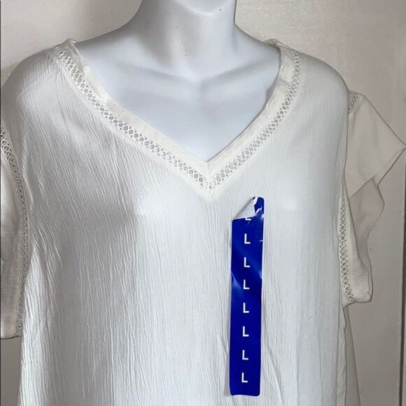 BUFFALO DAVID BITTON White Cap Sleeve VNeck Blouse - Picture 4 of 8